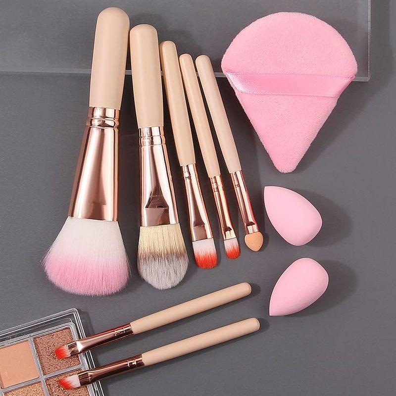 REGENBOOG - Set of 10: Makeup Brush + Triangle Powder Puff + Mini Makeup Blender Beauty Sponge