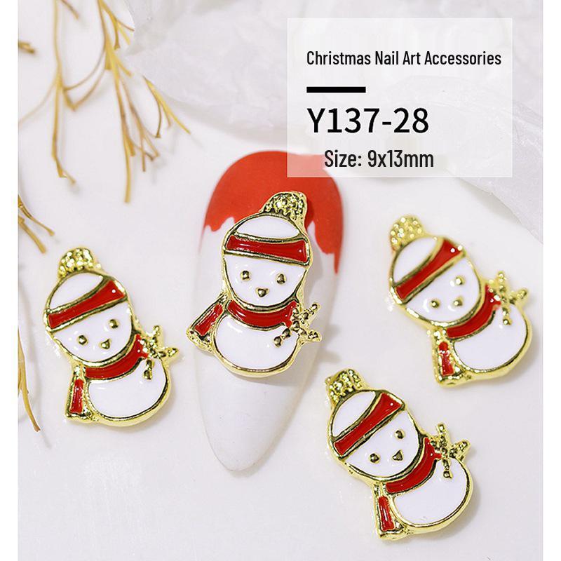 Christmas Alloy Nail Art Decor: Cartoon Santa, Bells, Reindeer, Snowflakes & Rhinestone Accessories