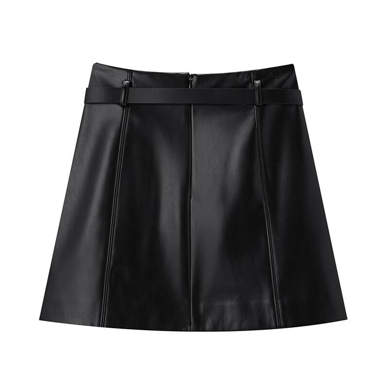 PEACEBIRD Women's A-Line Faux Leather Skirt