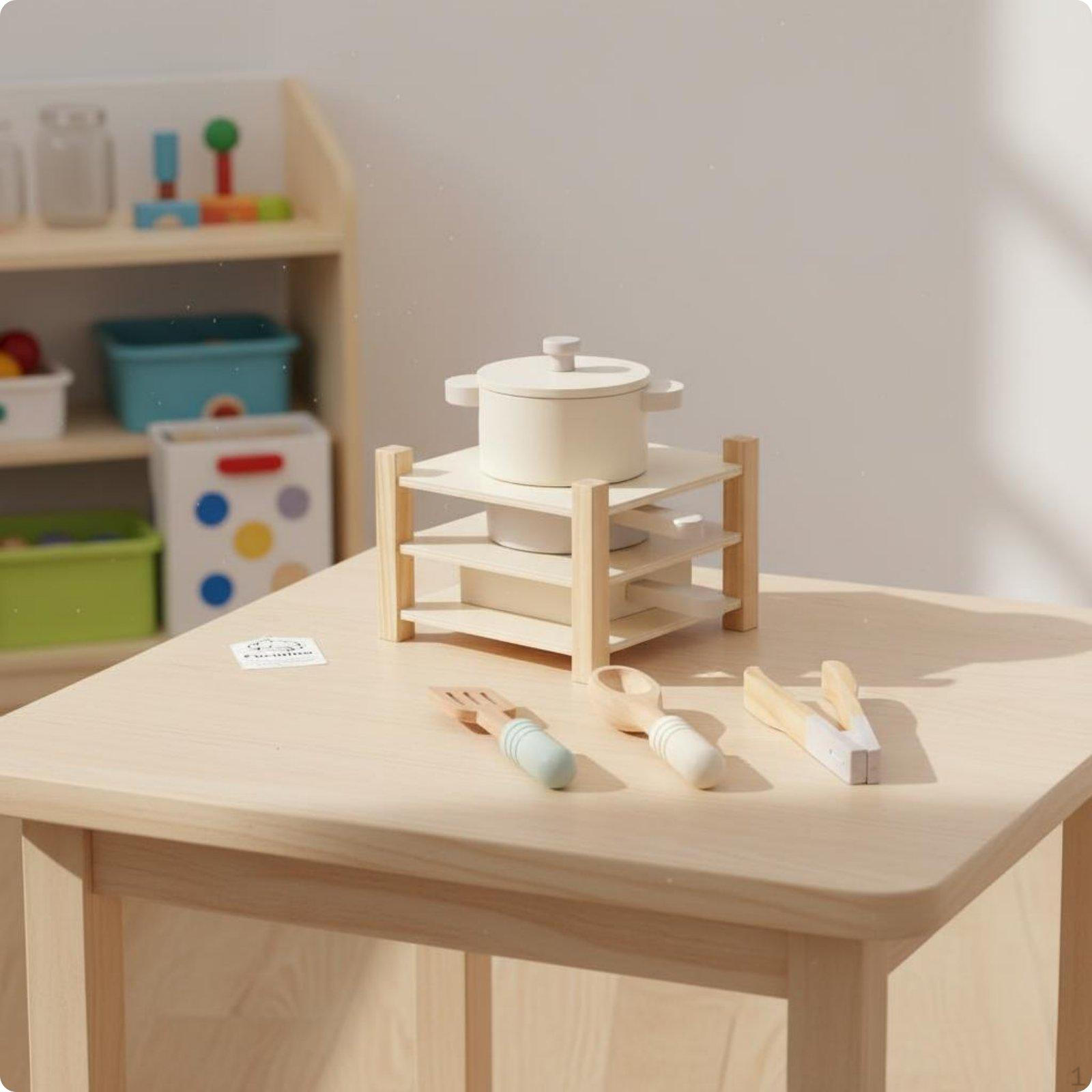 Wooden Pot and Pan Set Educational Toy Cookware Role Play Pretend Kitchen for Children,