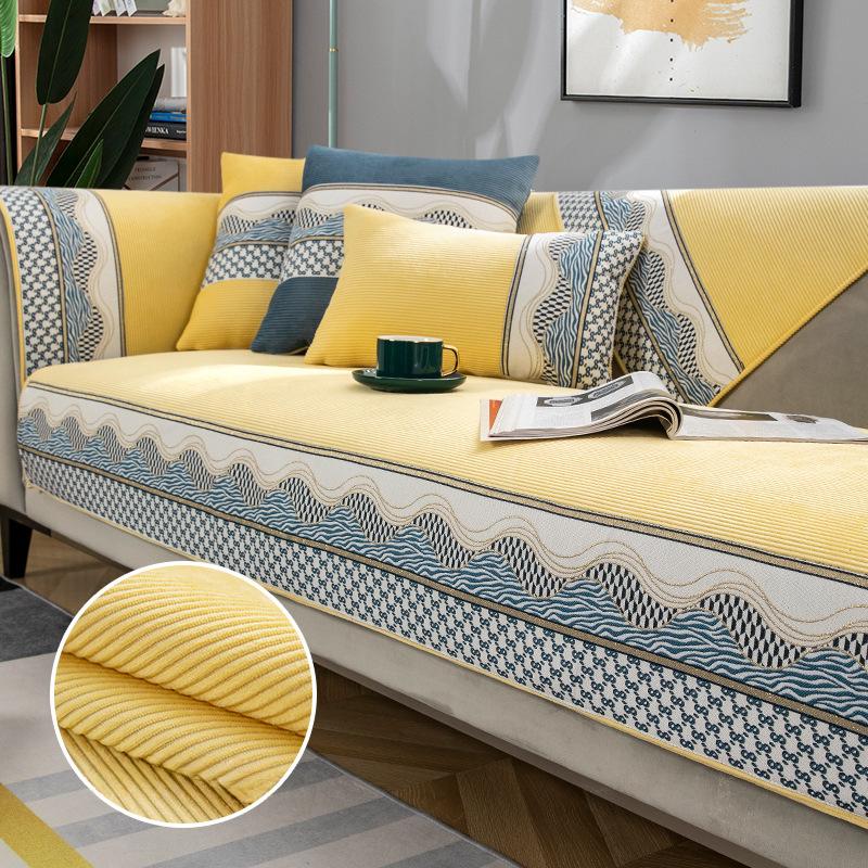 Nordic Einfache Sofa Kissen Vier Jahreszeiten Universal Non-Slip Leder Sofa Abdeckung Chenille High-End Kissen Rückenlehne Handtuch Abdeckung tuch