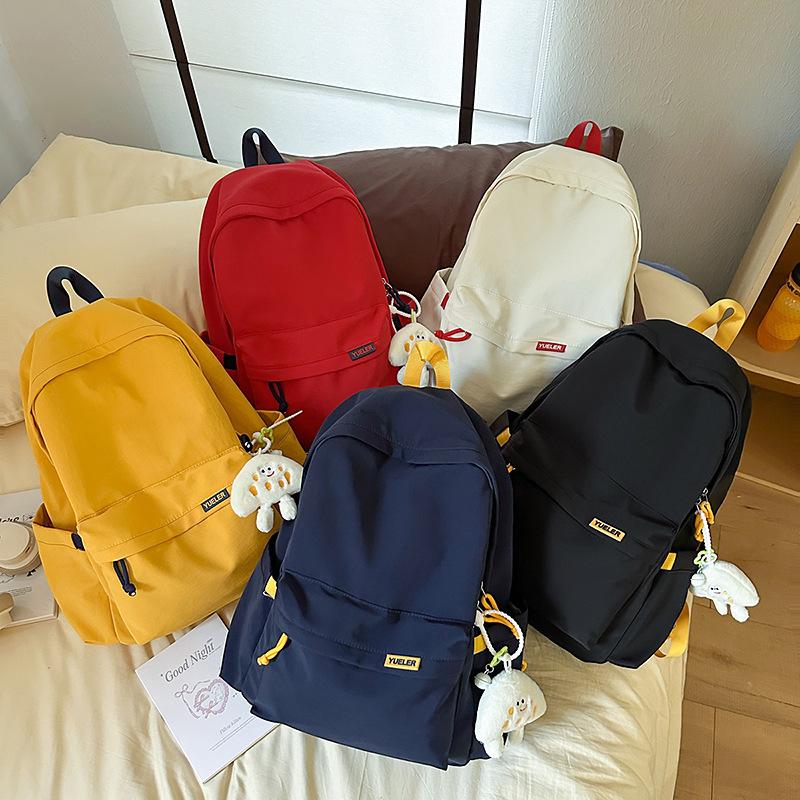 Sommer Neu Nylon Leichtgewicht Sport Reise Ins Große Kapazität Einfarbig Studenten Paar Rucksack