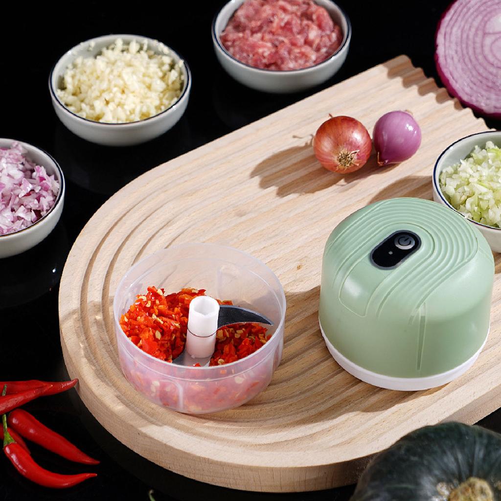 Electric Garlic Masher Stainless Steel Blades Small Garlic Mincer Grinder for Chili Meat Home Use