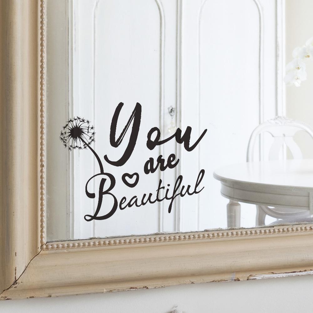 English Slogan Love Dandelion Bathroom Bathroom Mirror Beautifying Wall Sticker