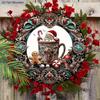 Christmas Hot Cocoa Wooden Sign with Santa Claus & Gingerbread Man Pattern - Navidad Sign for Front Door, Wall Hanging Decor - Ideal Christmas Decor