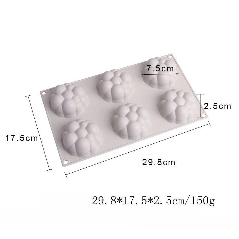 6-Cavity Cloud Bubble Silicone Mold - Fondant Cake Decoration Mousse Pudding Chocolate DIY Baking