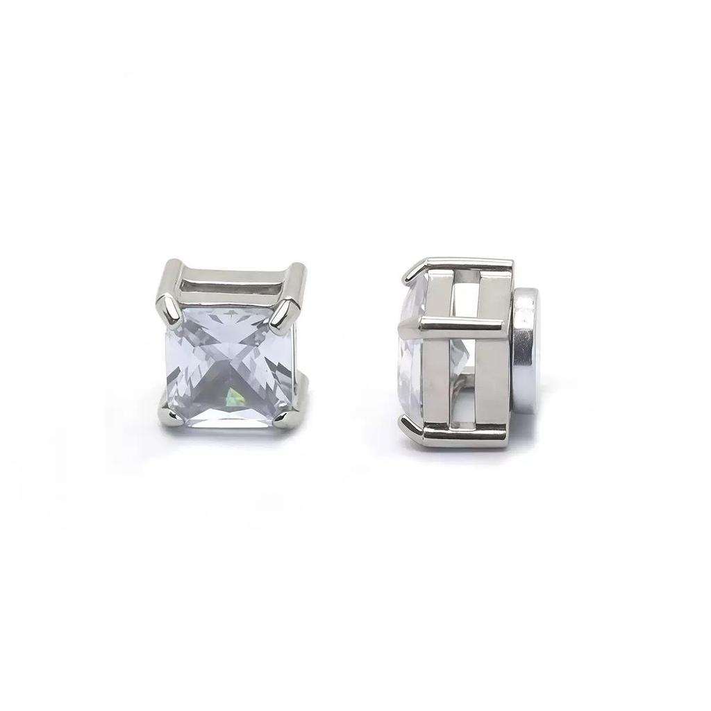 Zirconia Magnetic Ear Clips | No Piercing Faux Stud Earrings for Couples In Stainless Steel