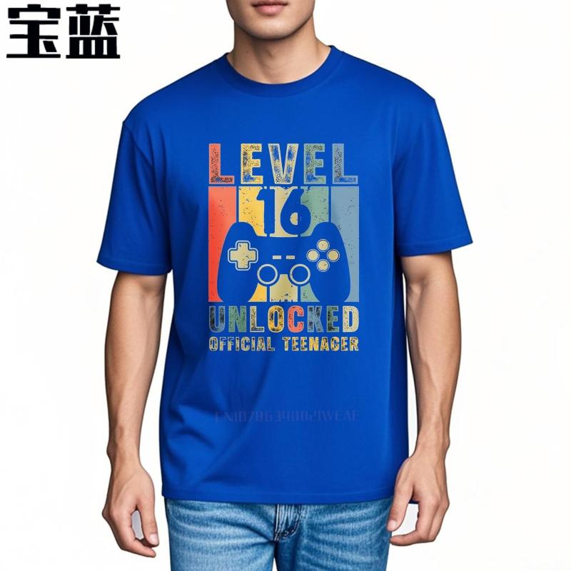 Men Brand T-shirt Oversized Summer Teenagers T-shirt Level 16 Unlocked Official Teenager Short Sleeve Soft O Neck Tee-shirt