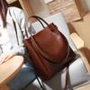 Women's Leather Bag Summer New Commuter Tote Bag Large Capacity Bucket Bag Shoulder Messenger Bag
