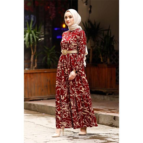 Muslim Dress Women Abaya Straw Belt 
