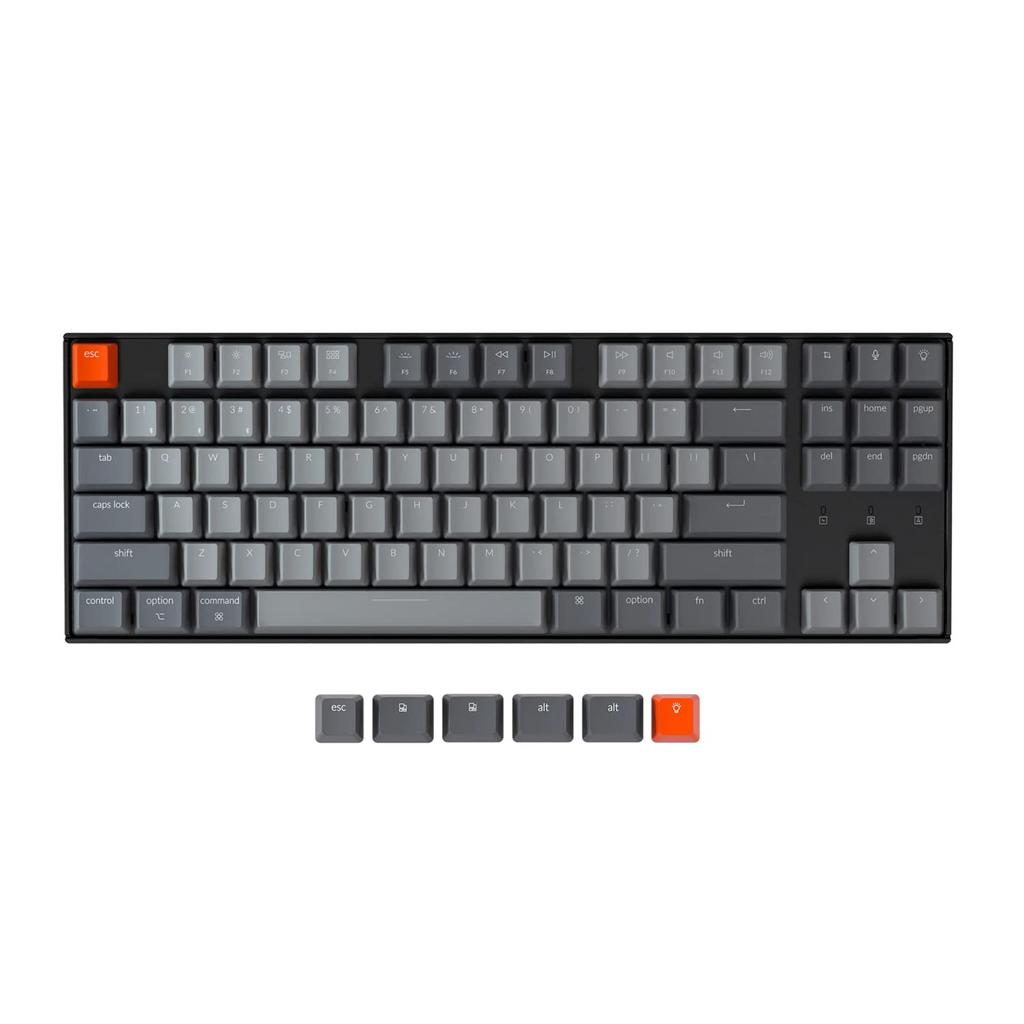 Keychron K8 Wireless Gaming Mechanical 87 US White LED Gateron G Pro Mechanical Wired and Bluetooth Compatible with Mac and Rollover G Pro Mechanical