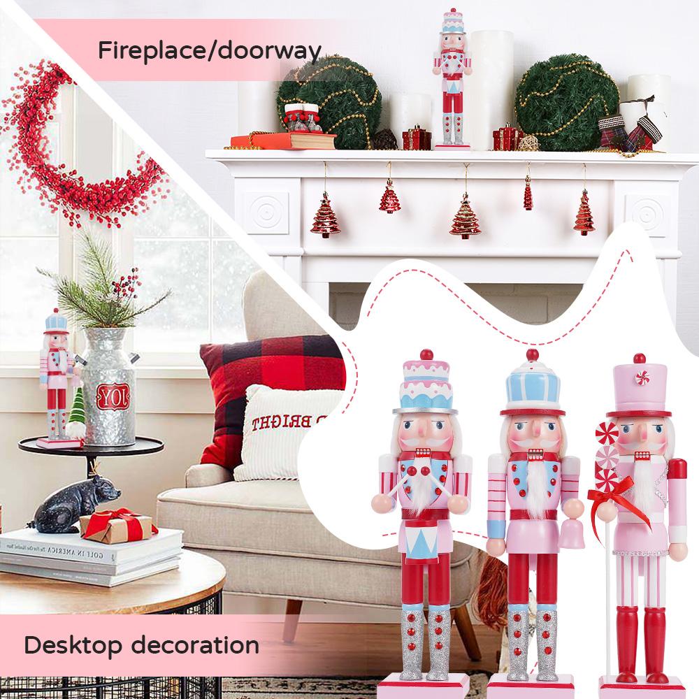 38CM Christmas Nutcracker Macaron-themed Soldiers Handcrafted Nutcracker Soldier Christmas New Year Festival Decoration Gift