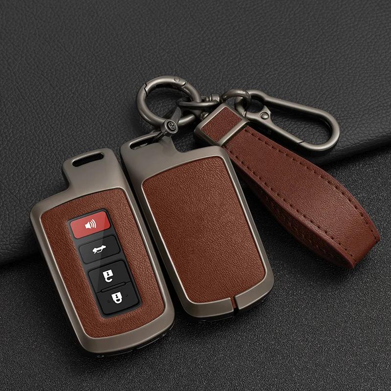 2 3 4 Buttons Zinc Alloy Leather Car Key Case Cover for Toyota RAV4 Highlander Avalon Sequoia Tundra Tacoma 4Runner Cruise Prius
