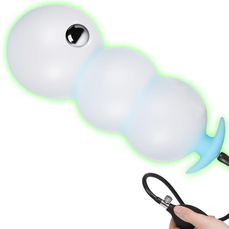 Extra Large Luminous Inflatable Anal Plug with Rolling Ball for Male/Female Use