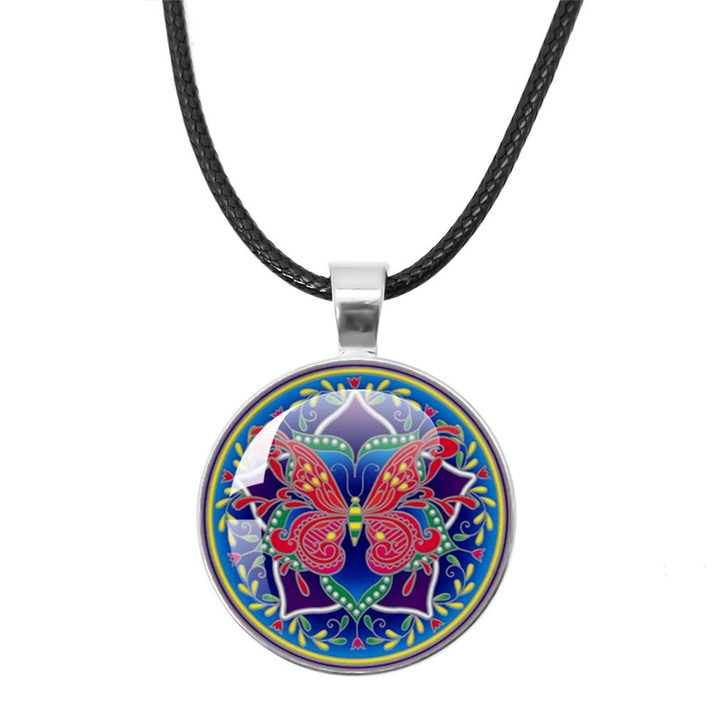 Beautiful Mandala Tree of Life Rope Chain Glass Pendant Necklaces for Women Yoga Mandala Necklaces Gift Charm Women Jewelry