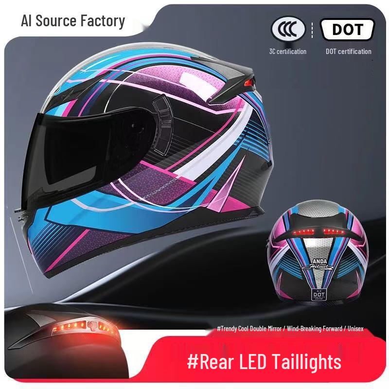 3C Certified Full Face Motorcycle Helmet for Men & Women - All-Season, Trendy Autumn/Winter Design