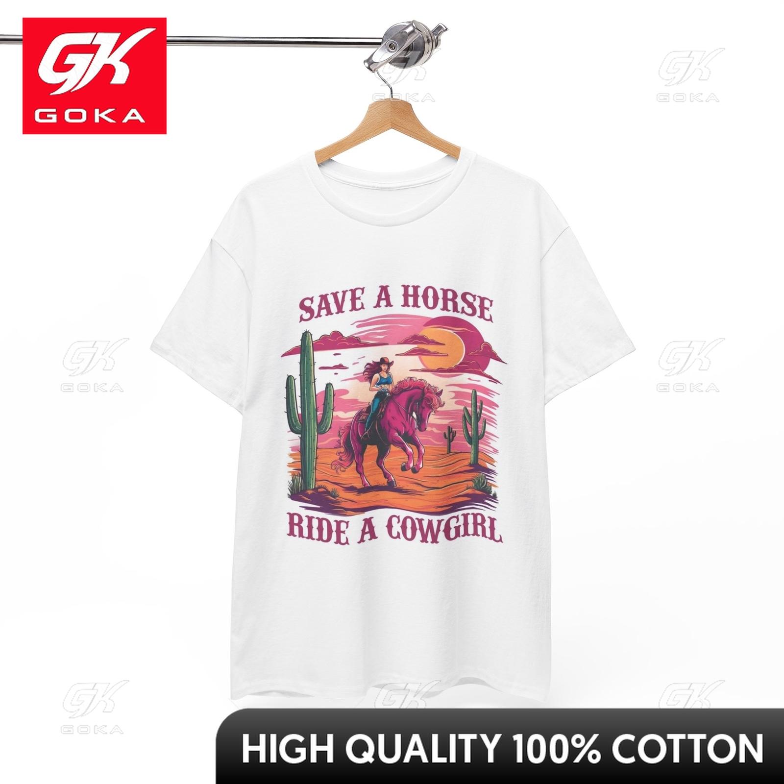 

Save A Horse Ride A Cowgirl Graphic T Shirt Womens Vintage Retro Cotton LooseFit Refined Cozy Cool Tee Whimsical Gift TShirt S