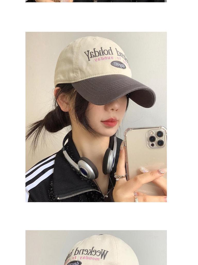 Retro Colorblock Baseball Cap - Korean & Japanese Style Duckbill, Enhances Face Appearance, Versatile & Soft for Women.