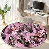 Classic Japanese-style Cartoon Demon Slayer Round Rug, Home Soft Decorative Anti-slip Yoga Mat and Chair Mat, Outdoor Floor Mat Carpet K24