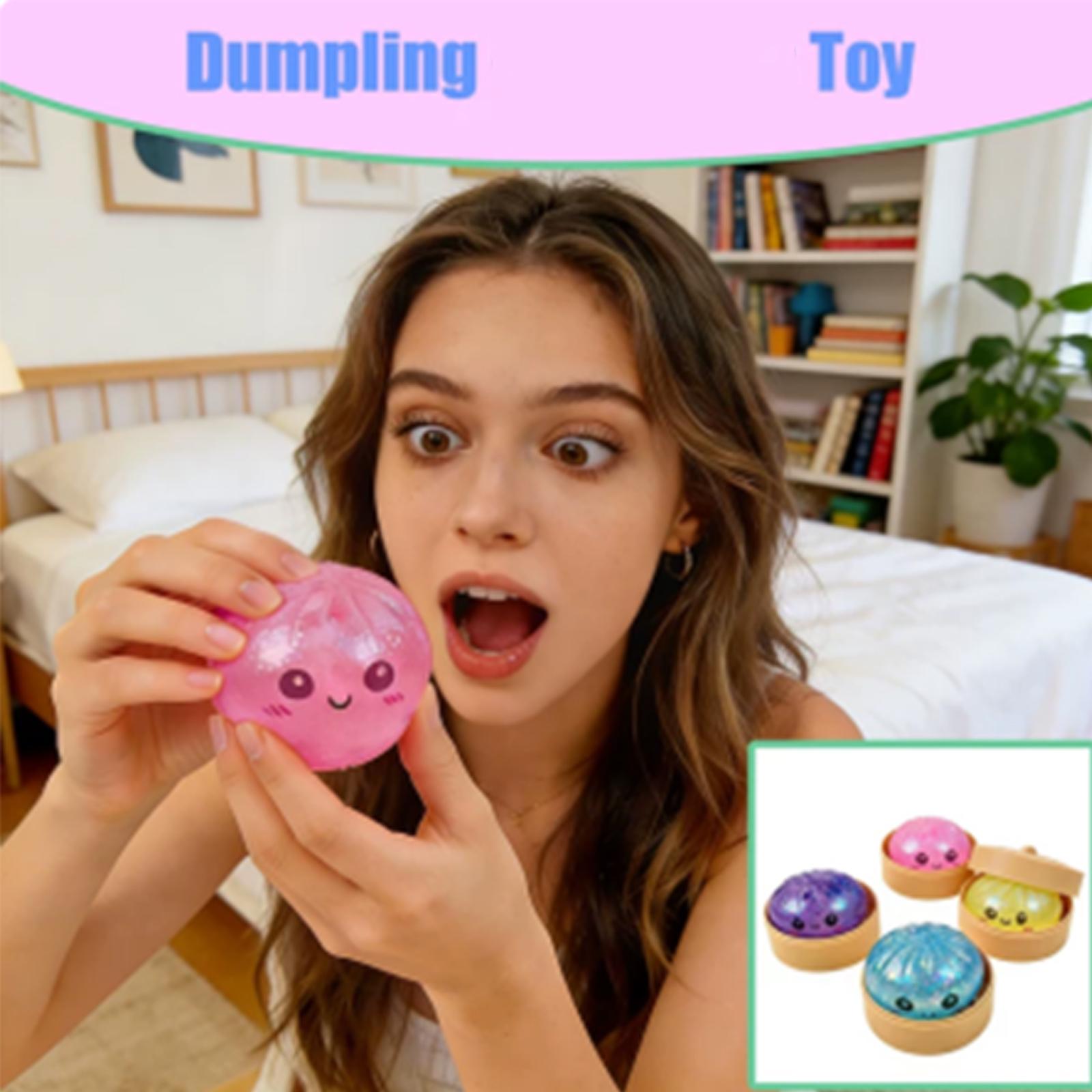 Cute Glitter Dumpling Toys Set with Smiling Face Design Slow Rising Stress Relief Squeeze Toy for Kids and Adults One Size