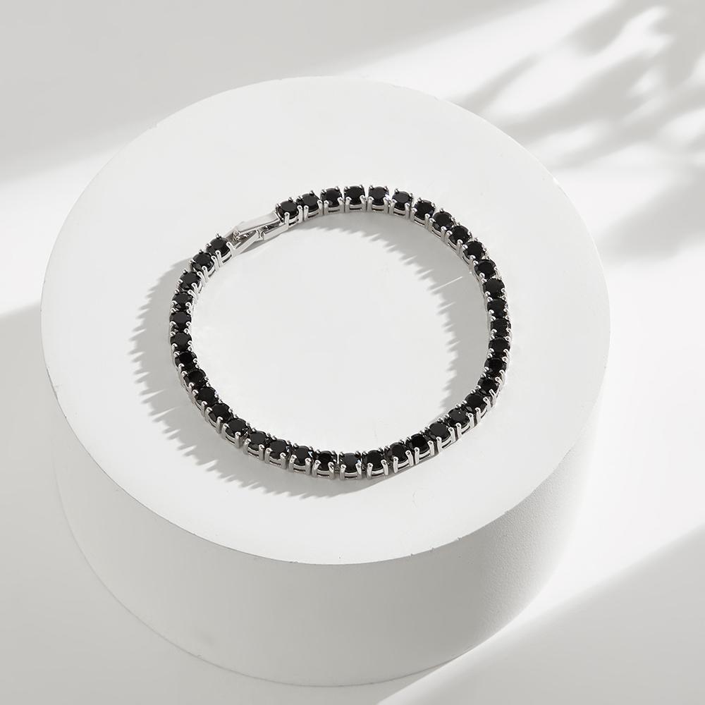 

Таинственный благородный браслет из натуральной черной шпинели, серебро 925 пробы и драгоценные камни, ювелирные изделия для женщин, подарки на годовщину и праздники 17cm чёрный