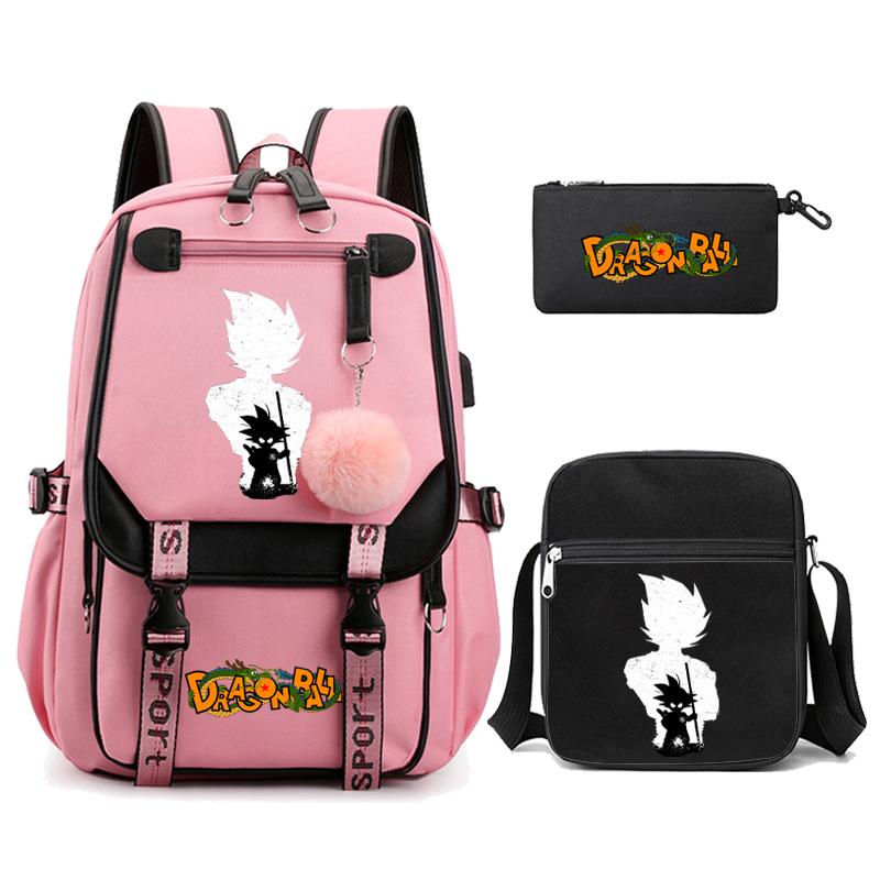 3Pcs/set Anime Dragon Ball Daily Laptop Backpack Lightweight bag for Men Women Travel Bag Student Girl Boy Back To School Unisex Bagpack Mochila