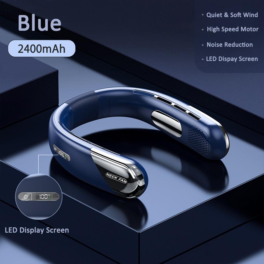 1PC Wearable Neck Fan, Portable Air Conditioner with LED Display Screen, 360° Surrounding Wind, 2400mAh, 5 Gears, Low Noise