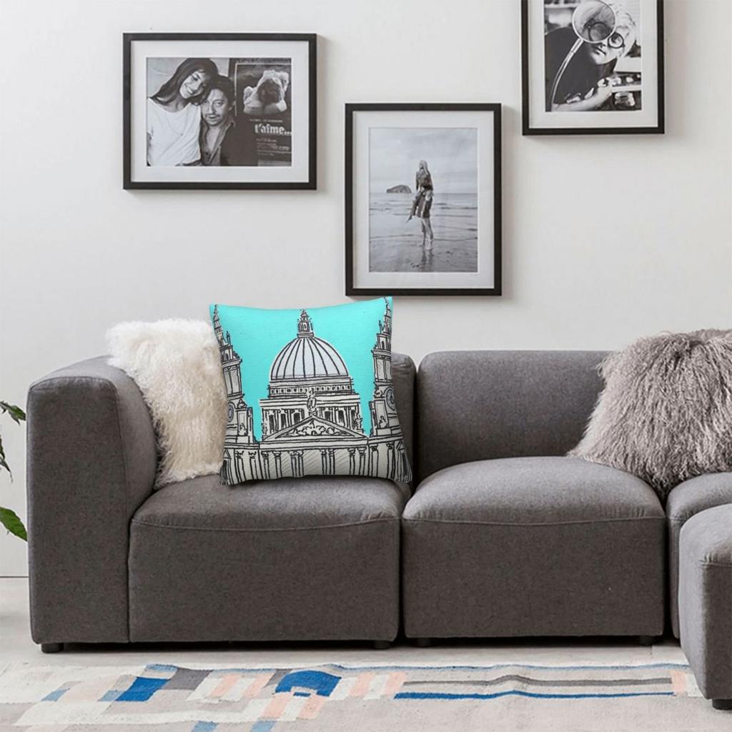 St Pauls Cathedral Square Pillowcase Polyester Linen Velvet Printed Zip Decorative Pillow Case Home Cushion Cover 18"