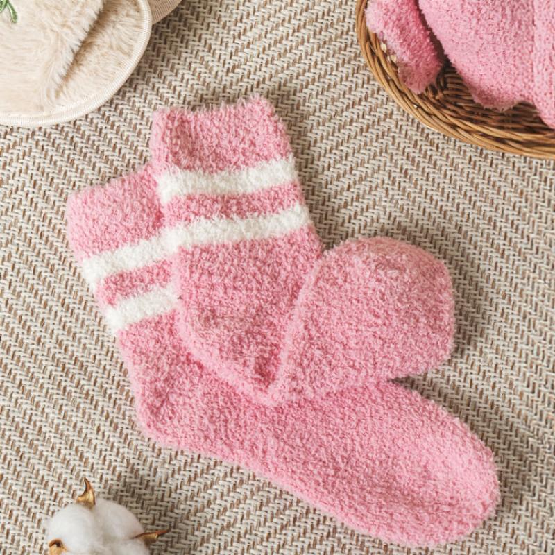 Monfoot Women S Striped Sleep SockS Pink