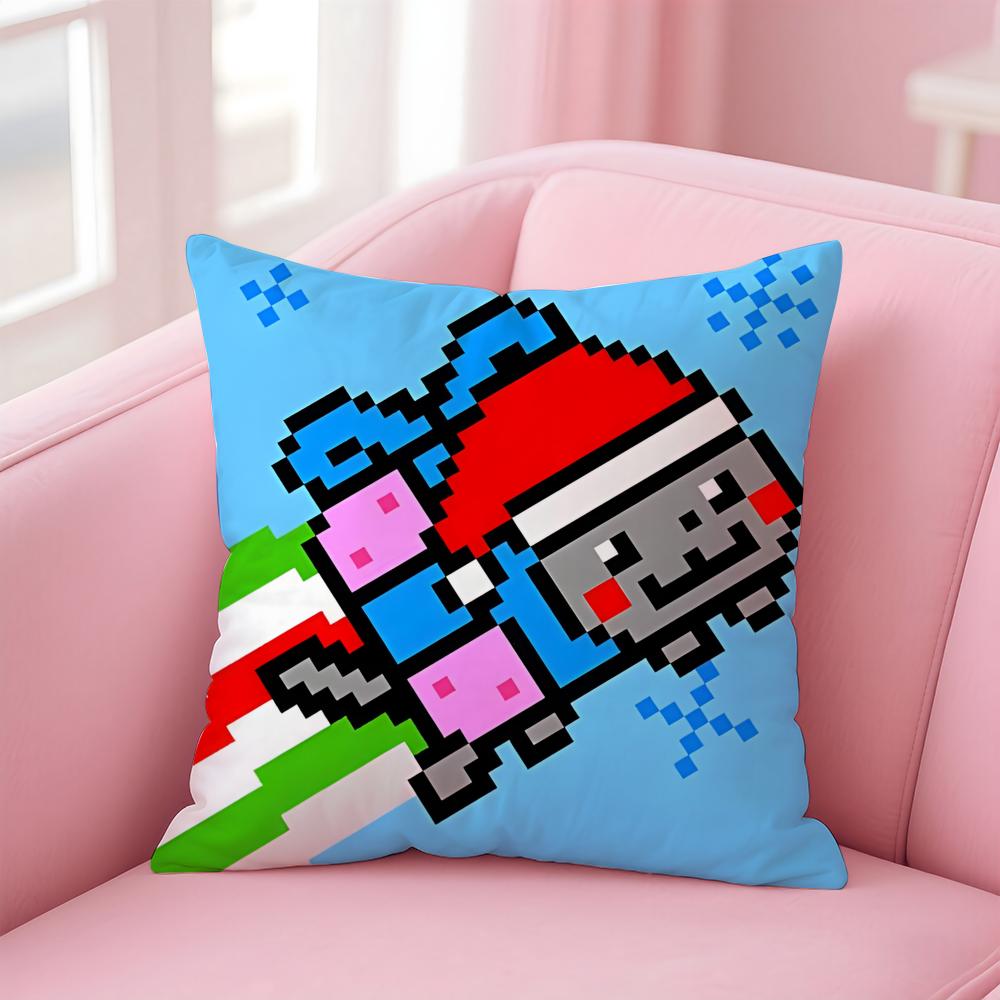 Nyan Cat Cushion Cover Home & Car Multi-Scene Pillow Cover - Reversible, Soft & Durable for Daily Use