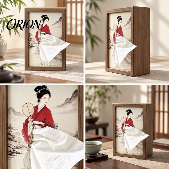 Handcrafted Decorative Tissue Box Chinese Style Rectangular Box, High-density Board Paper Holder, Classical Unique Oriental Home Decor Four