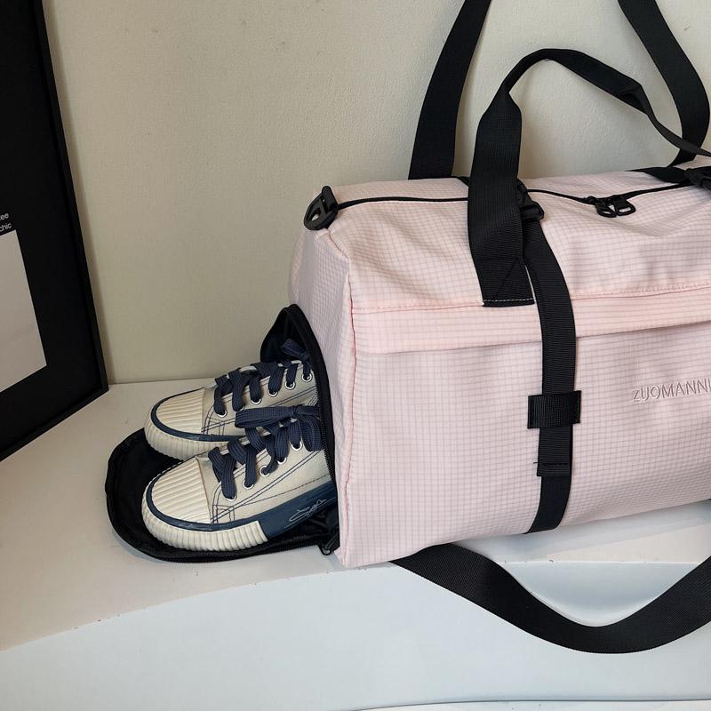 Large Capacity Sports Fitness Bag Separation Shoes Bags Shoulder Bag Plaid Storage Travel Bag