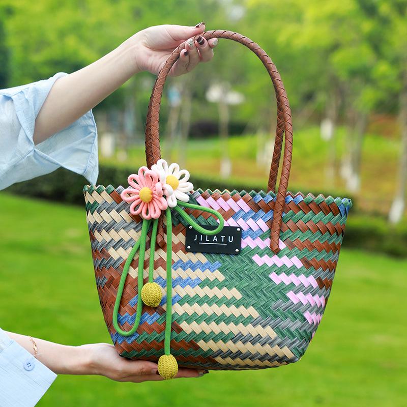 Χειροποίητη Καλοκαιρινή Τσάντα Tote: Φορητό Καλάθι Παραλίας & Λαχανικών Μεγάλης Χωρητικότητας για Γυναίκες (Έκδοση 2025)