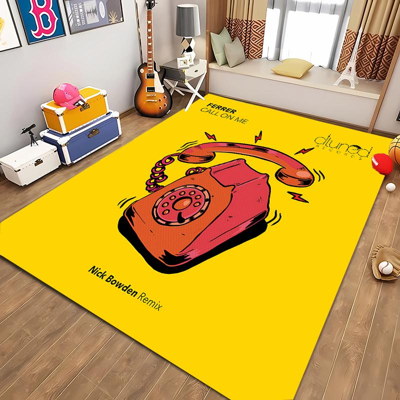 HD Printing Retro Phone Carpet for Living Room Cartoon Children's Bedroom Sofa Doormat Floor Tapete Anti-slip Decor Alfombra 3D