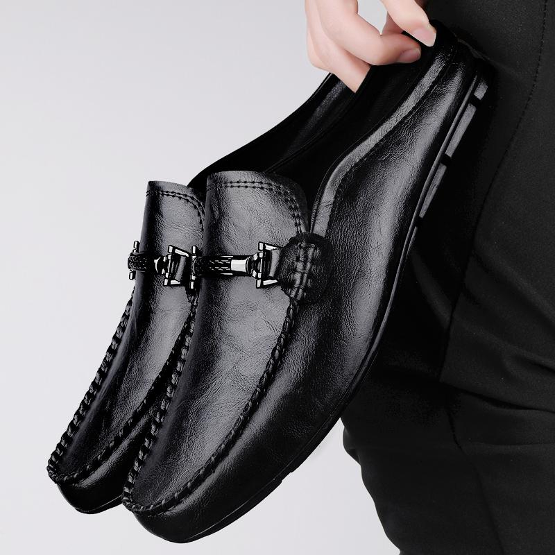 Fashion Leather Slippers Comfort Slides Breathable Mules Men's Outdoor Lightweight Shoes Fashion Slip on Men Loafers Male Casual Shoes