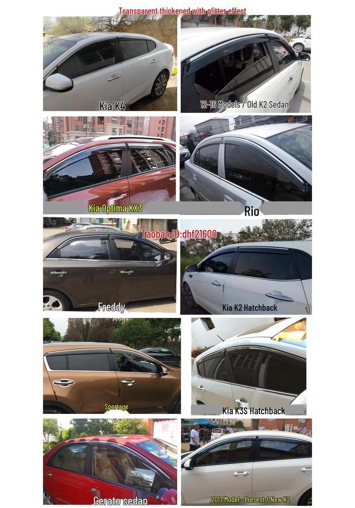 Kia Rain and Sun Visors: Compatible with Forte, K3, Sportage, K2, Cerato, KX5, KX3, K4 Car Window Shields