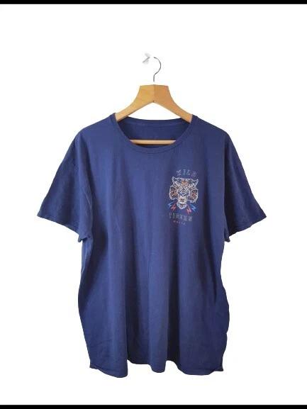

Mens Short Sleeve Blue Round Neck Basic Top T shirt Size M/L ( Wild Tigers ) L