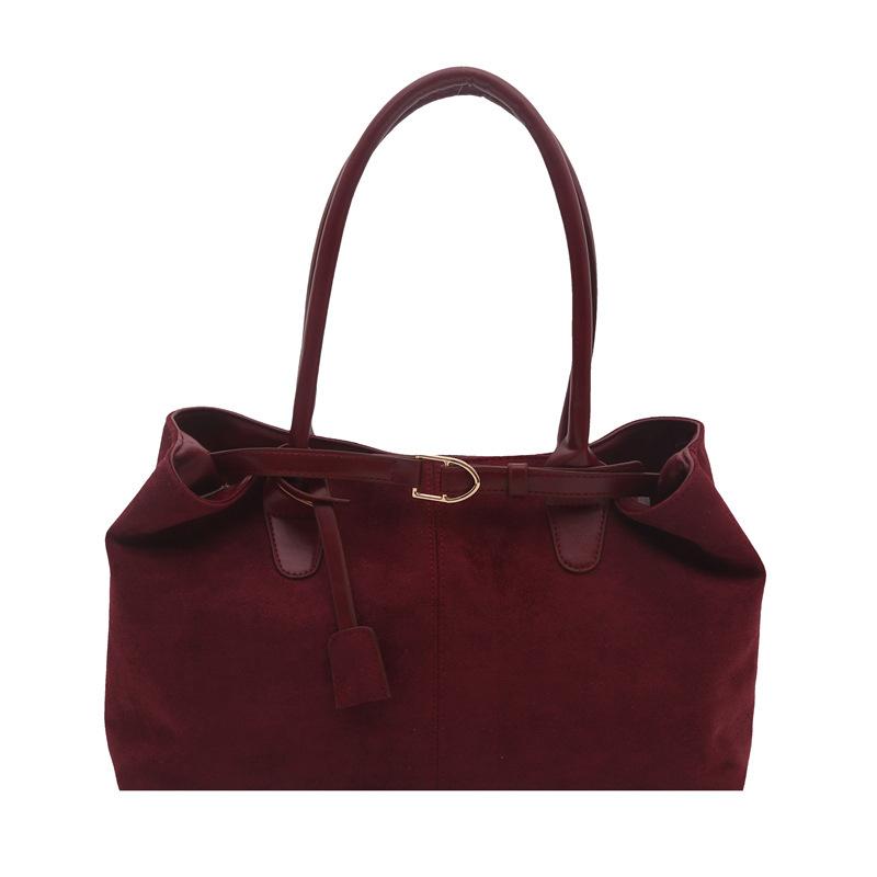 Retro Casual Suede Largecapacity Bag Women's New Fashion Commuter Shoulder Bag Portable Tote Bag