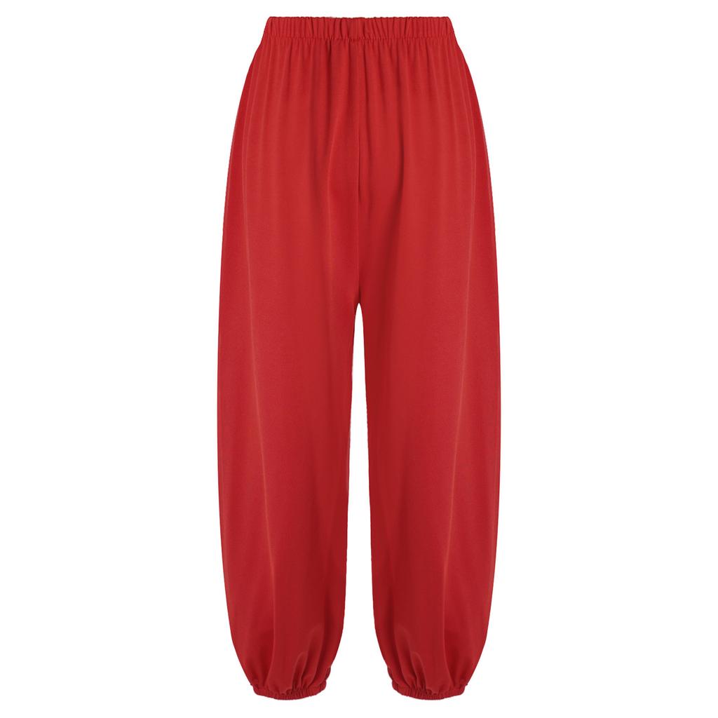 Pantaloni Kung Fu Unisex Vita Elastica Larga Pantaloni da Allenamento Taichi Arti Marziali