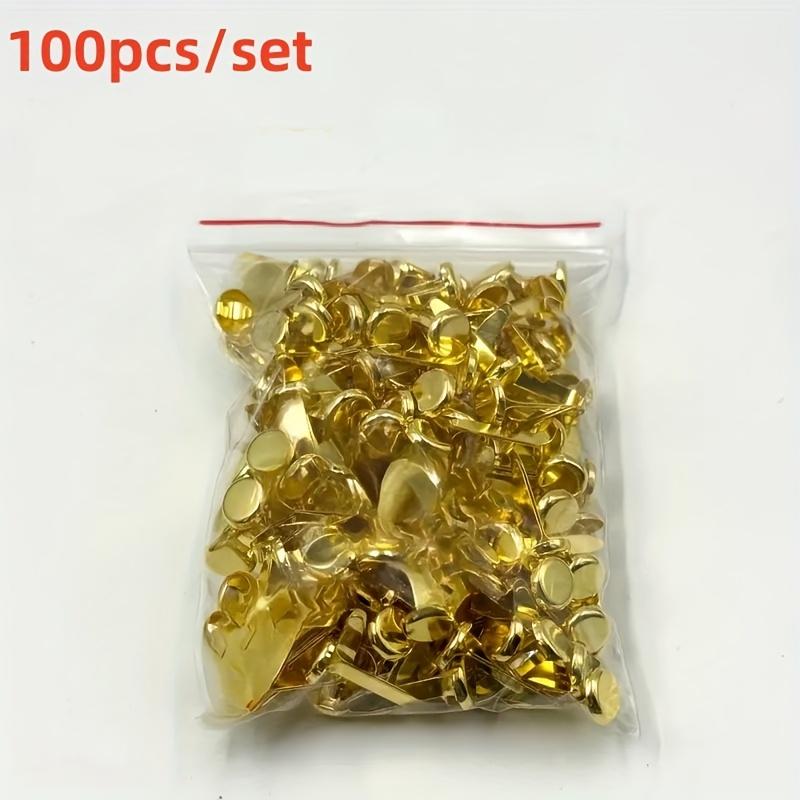 100pcs Gold Foot Studs for Scrapbooks, Paper Art, and DIY Art Projects - Metal Fasteners, Round, School Supplies