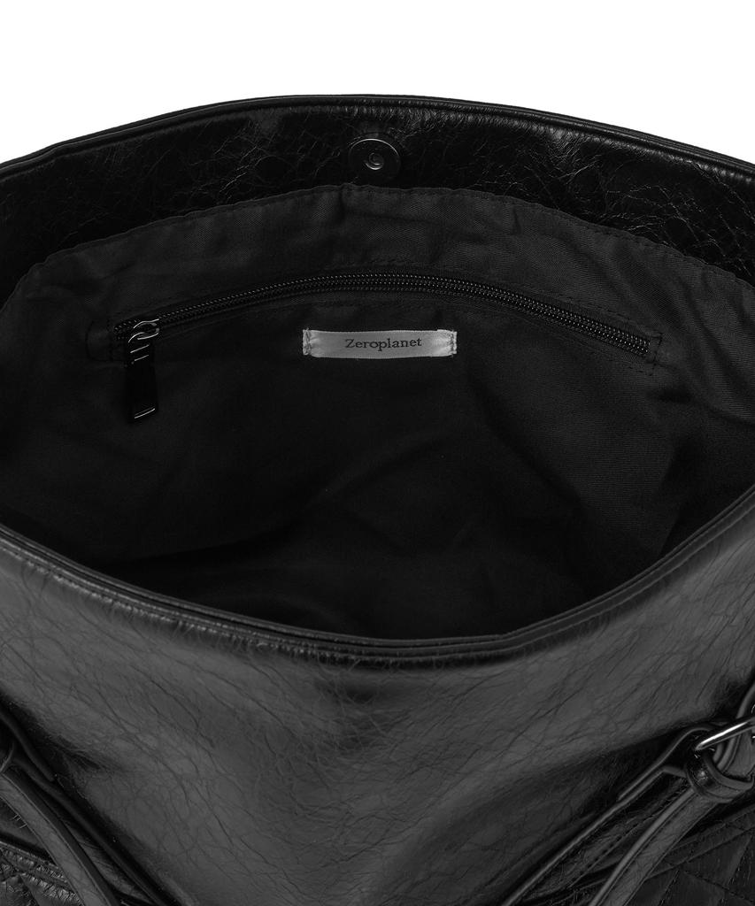 Zeroplanet Leather Buckle Shoulder Bag [Black]