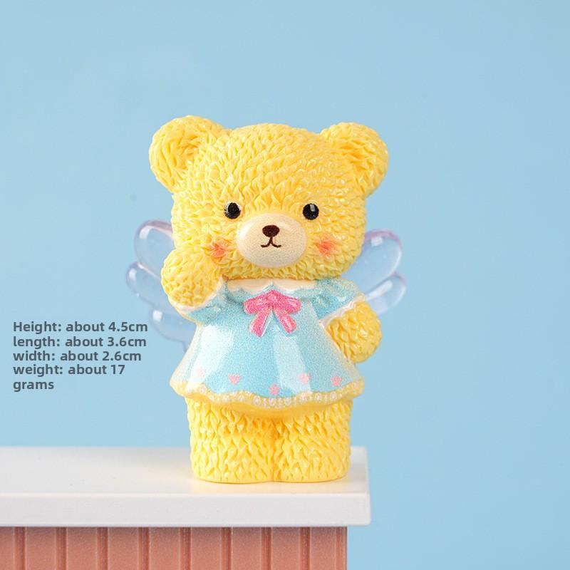 Miniature Landscape Angel Teddy Bear Creative Cute Figurine Car Decorative Gift Table Decoration Item