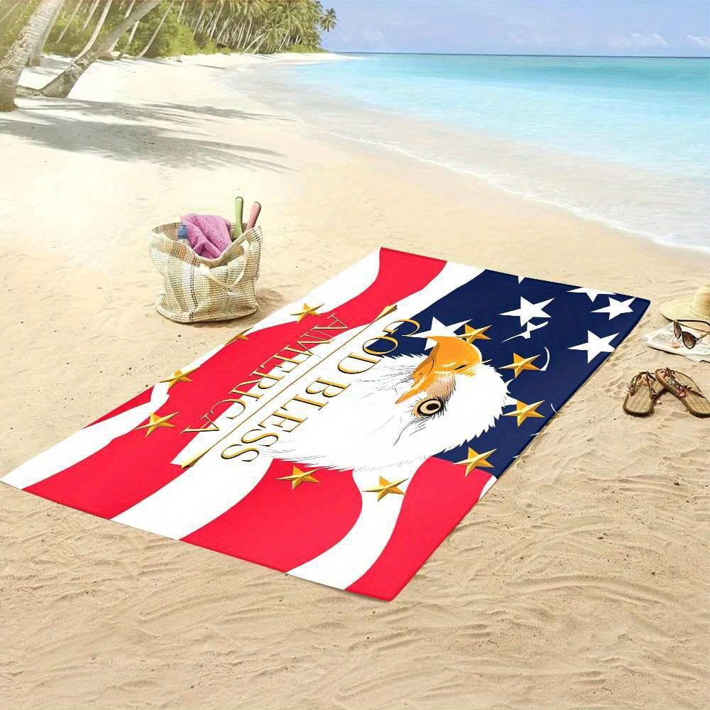 American Bald Eagle Beach Towel Single Sided 2D Quick Dry Soft Microfiber Towel For Beach Pool Spa Travel Patriotic Decor Gift