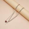 Edgy Dark Feminine Expression Adjustable Length Alloy Necklace Neckchain Featuring Edged Heart Detail for Concerts