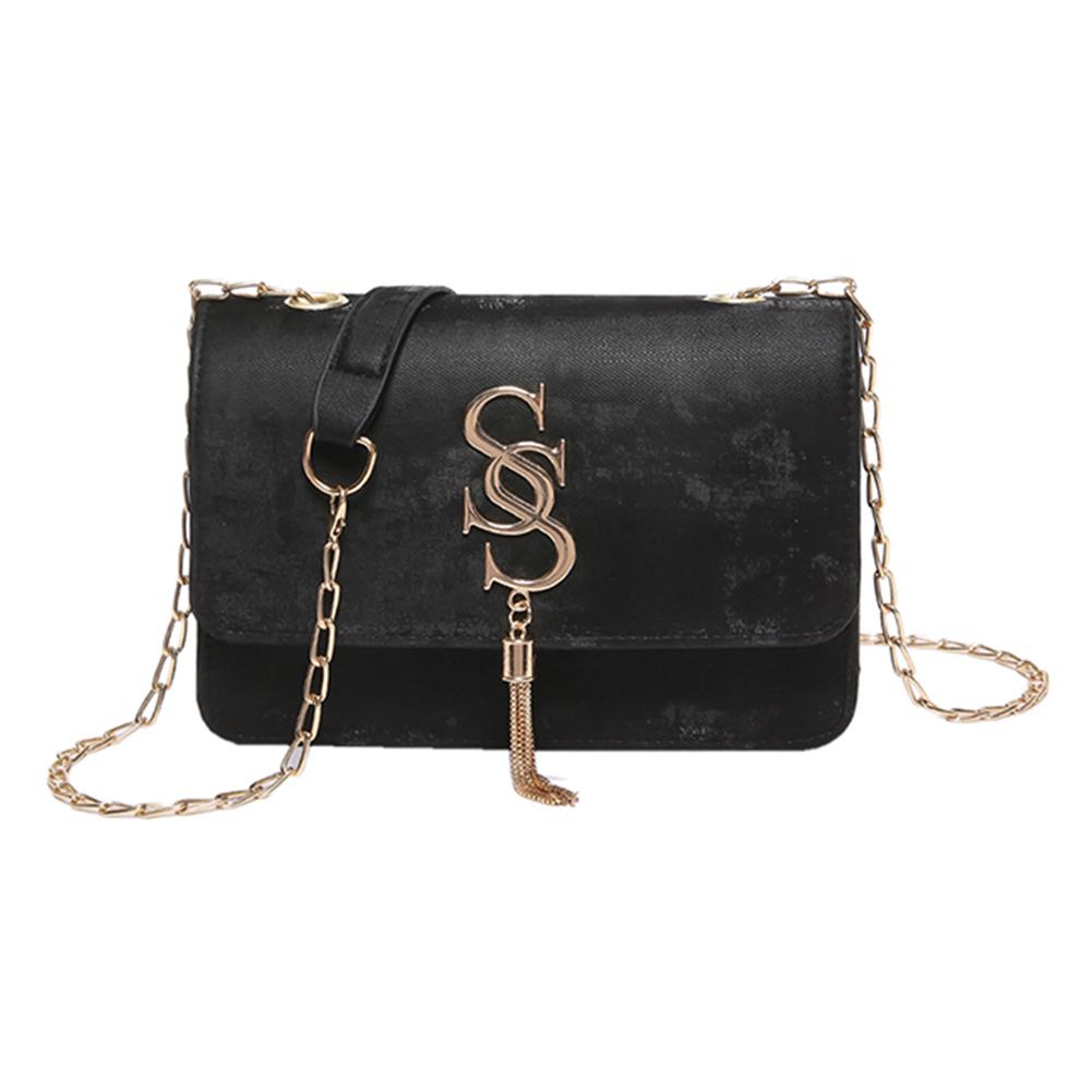 

Women PU Flap Shoulder Bag Stylish Commuting Bag Large Capacity Daily Sling Bag Chain Strap with Tassel Decor for Outdoor Travel