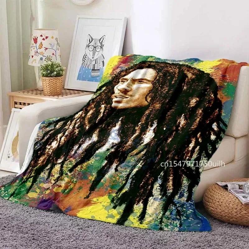 Bob Marley Album Blanket Reggae Music Jamaican Style Soft Flannel Blanket Portable Home Travel Sofa Blanket