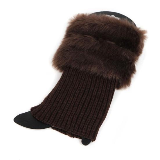 Winter Women Warm Faux Fur Crochet Knitted Leg Warmers Short Boot Socks Cuffs