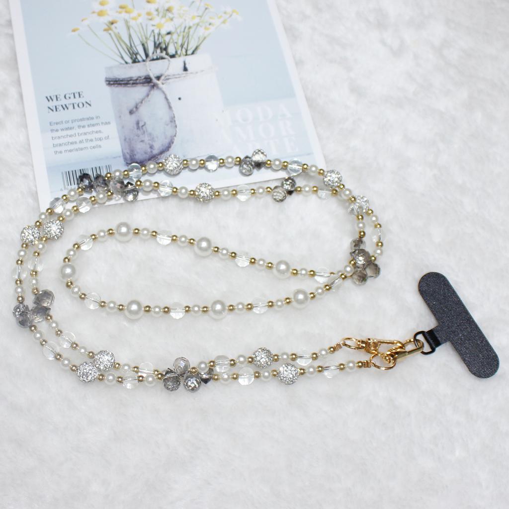 120 cm funkelnde Handy-Umhängekette mit Diamantperlen