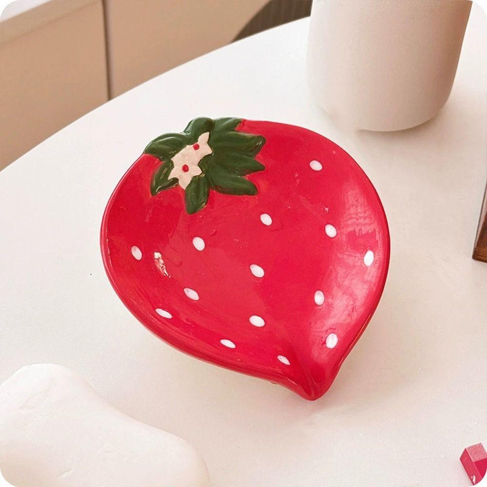 Cute Soap Storage Box Strawberry Soap Tray Decorative Desktop Ornament Ceramic Soap Box  Girls Gift