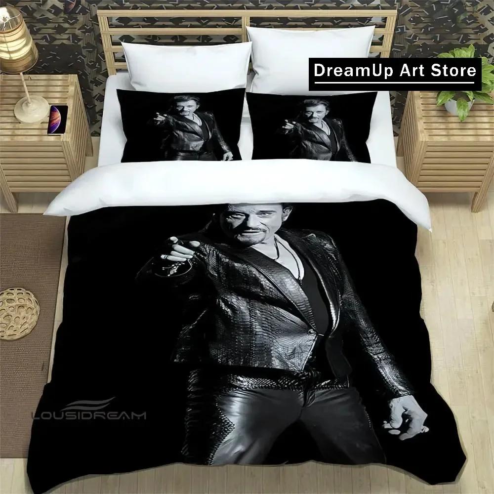 rock star Johnny Hallyday Bedding Set Boys Girls Twin Queen King Size Duvet Cover Pillowcase Bed boys Adult Bedroom